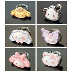 Sanrio Hello Kitty Rings Anime Figures Kuromi Cinnamoroll My Melody Pochacco Cartoon Anime Merchandise Decoration Birthday Gifts