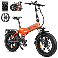 Vitilan V3 Electric Bike 750W Powerful Motor 48V 13Ah Battery 20*4'' Fat Tires Adult Ebike 45miles Range LED Light 7 Speed
