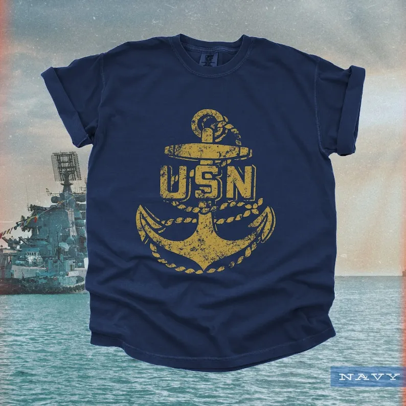 Vintage Retro Military Graphic Tees Anchor T Shirt Nautical Top War Veteran Gifts Cool 1940s 1950s Style Men Clothing Summer Tee