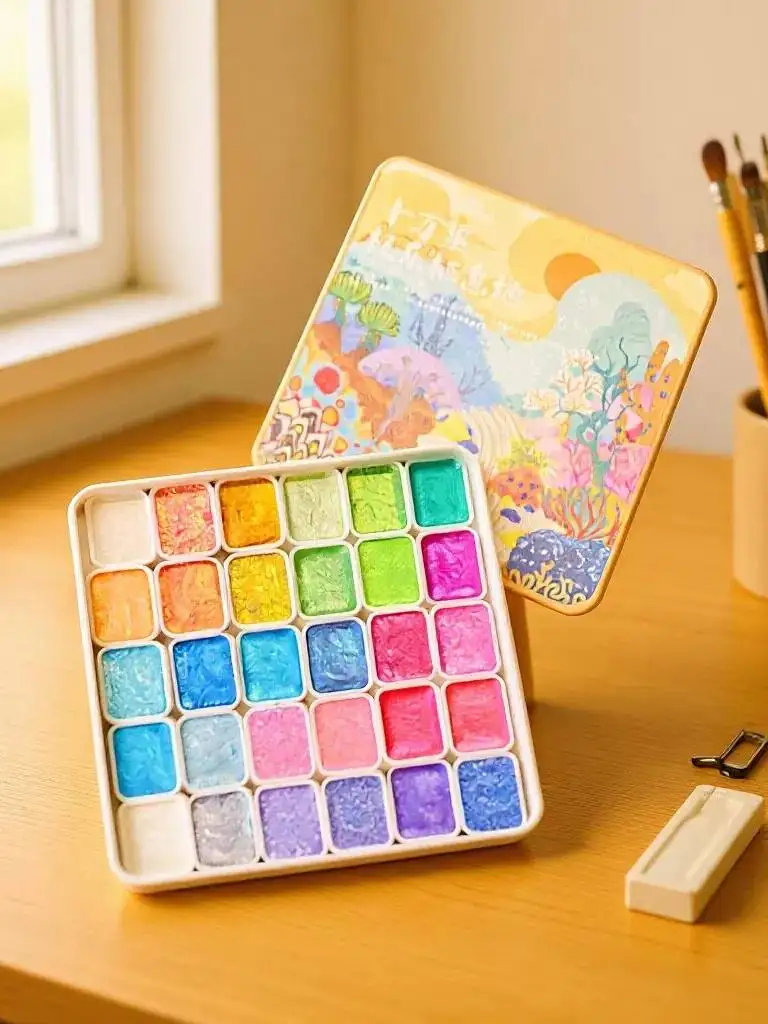 真珠光沢のある固形水彩絵の具、ミネラルベース、絵画、ネイルアート、esに適しています。