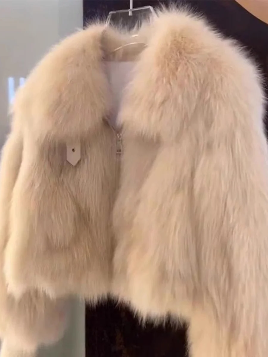 Hiver Thiened ort manteau de fourrure fourrure Simulation col haut femmes Jaet coréen Sle trajet longue Sve fermeture éclair ket