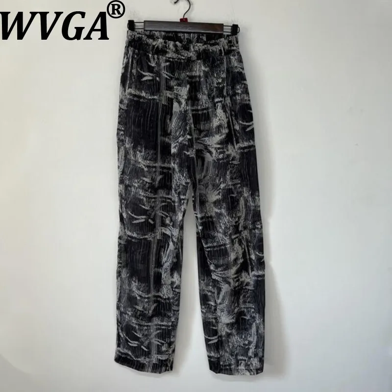 WVGA Spring Summer New Man Abstract Ink-blur Pattern Semi-transparent Design Trendy Niche Casual Loose Straight Pants Ins W20782