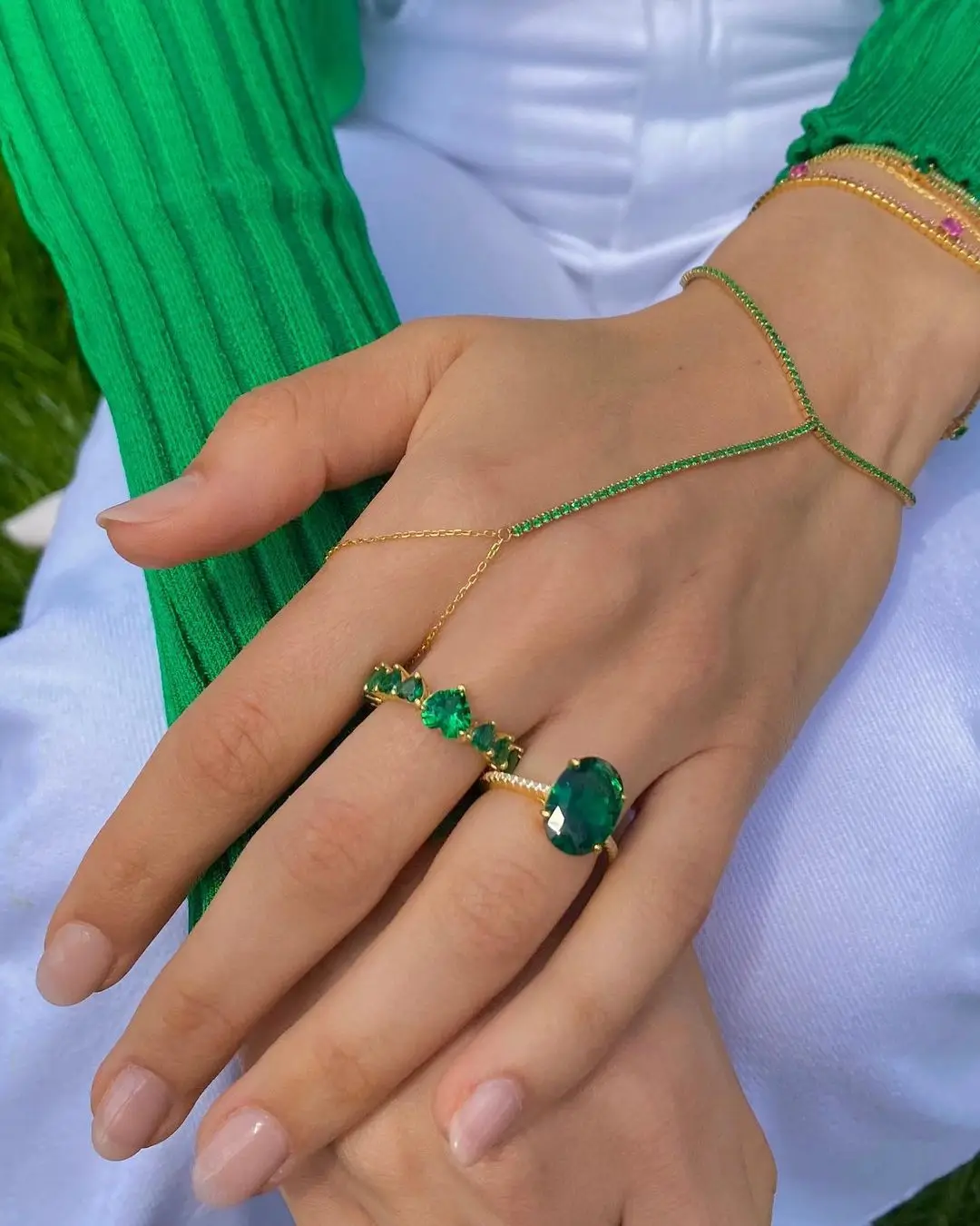 Black Green Turquoises White Multi Colors Cubic Zirconia CZ Tennis Chain Romantic Women Long Chain Slave Bracelet