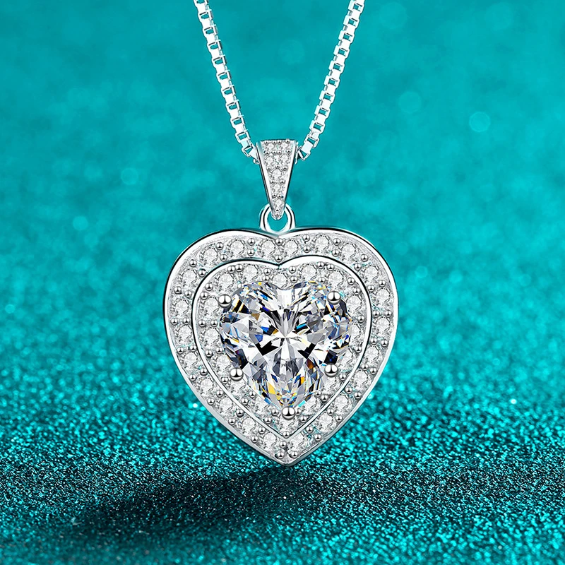 

Ourfuno 4CT Heart Shape Moissanite Necklace For Women 925 Sterling Silver Party Wedding Necklace Fine Jewelry Valentines Gift