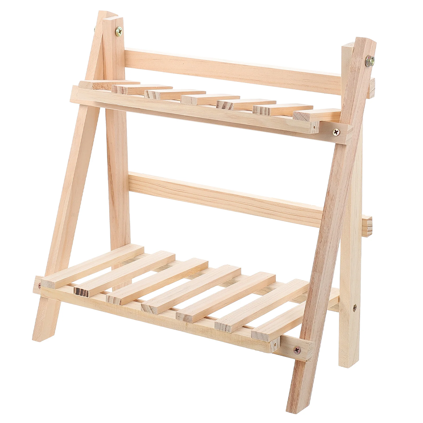 

Wooden Storage Rack 2-Tier Desktop Organizer Bedroom Shelf Foldable Holder for Cosmetics Cups Stationery Rack Home Decor