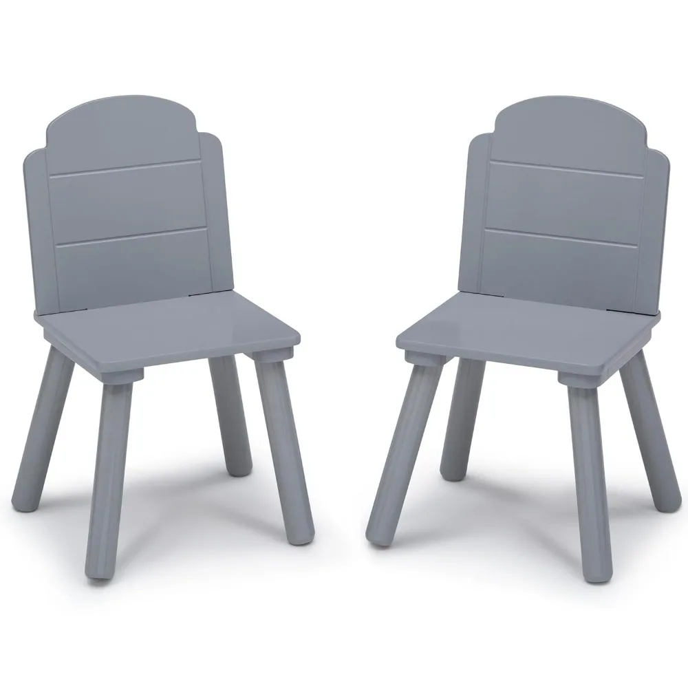 Delta Children Finn Table and Chair Set with Storage, White/Grey Table and Chair Set for Kids