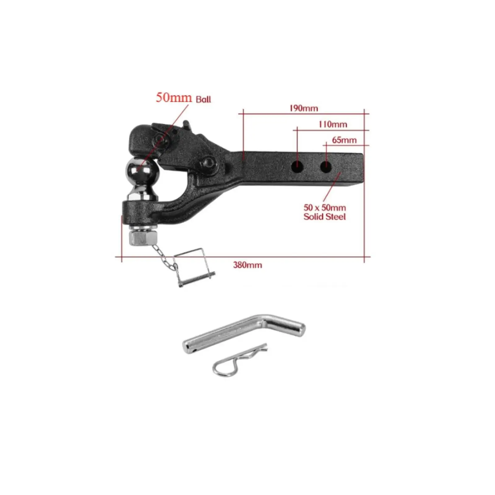 Trailer Hitch Ball Heavy Duty Iron Mount Robust Tow Bar Design 8 Ton Rated for Work Trailer Hauling