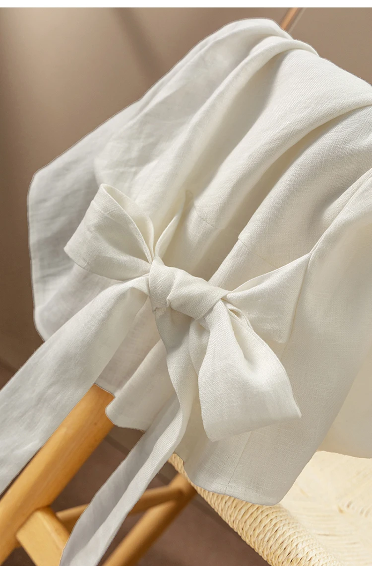 linen wears elegance, cabinet ingenuity diagonal cut waist bag shoulder short-sleeved shirt women 92A4