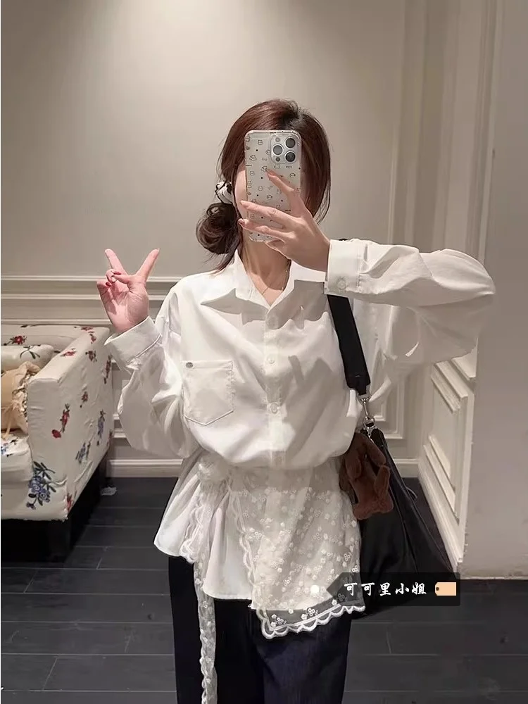 

Faionable White Ne irt Loose Long Sve Miss Cokery Spring 2026 New Sle Women's Open Cardigan Commute Sle