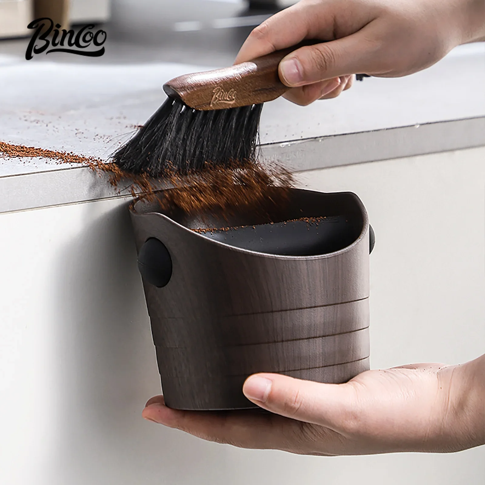 Bincoo Wood Grain Coffee Slag Bucket Household Italian Waste Slag Storage Tool Knock Powder Bucket