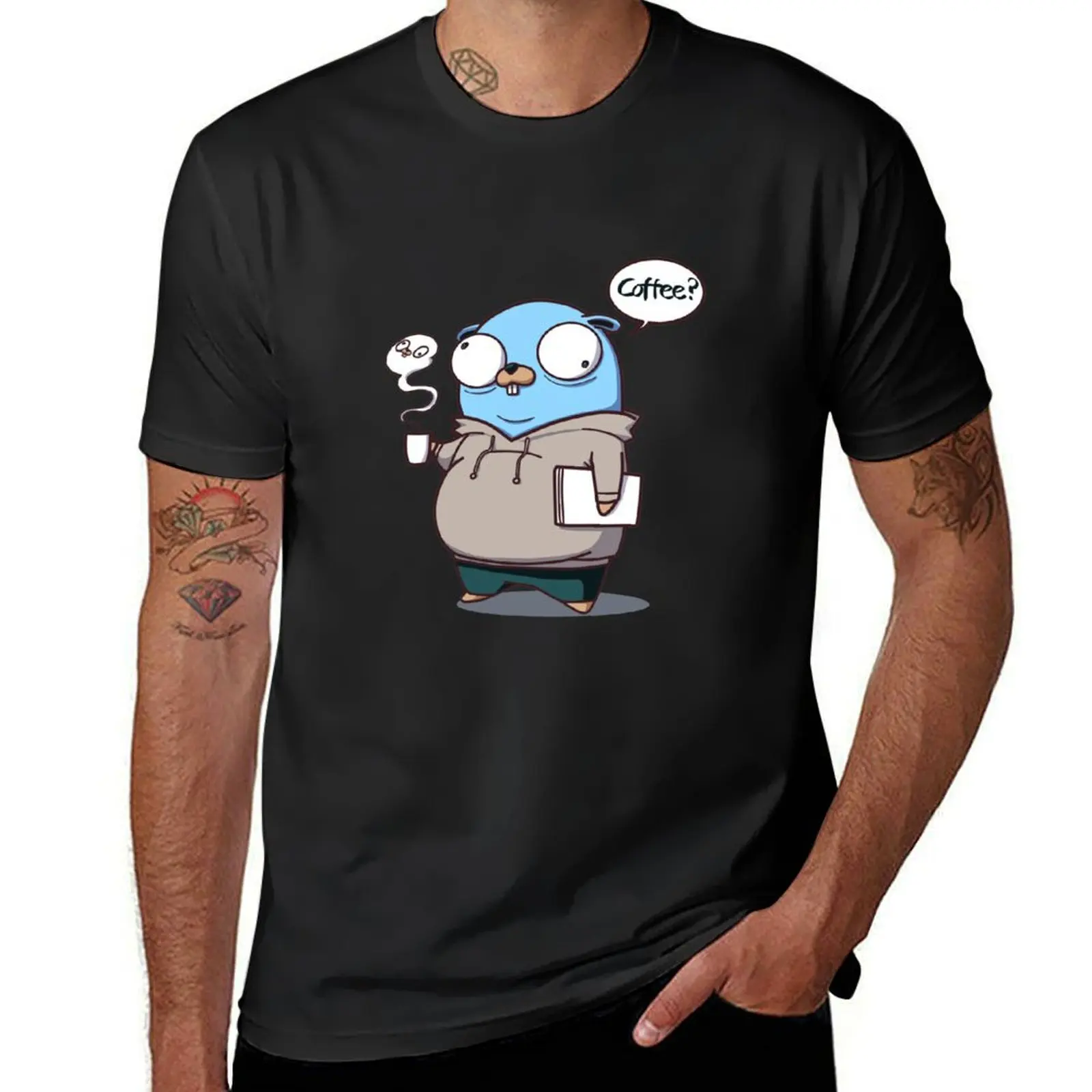 Golang Gopher Developer and His Soul T-Shirt plus size clothes anime clothes basketball graphic tees plain white t shirts men