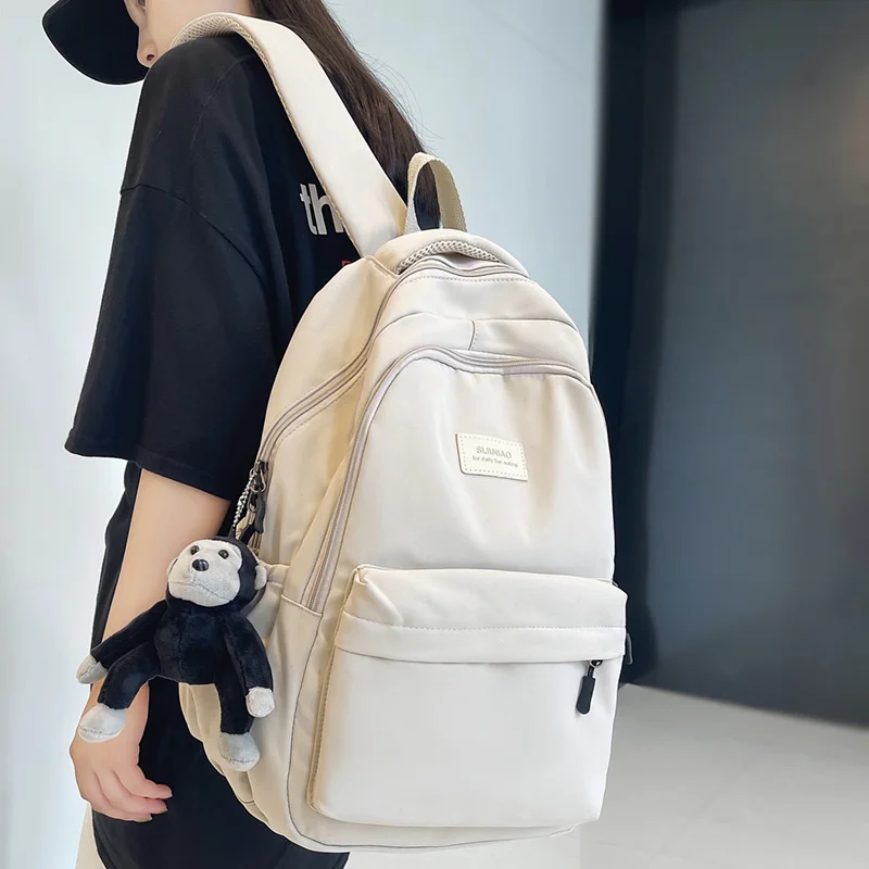 

Solid Color Female Backpack for Girls Korean Large-capacity School Bag for Teenage Girl Boy Students School Backpack College New