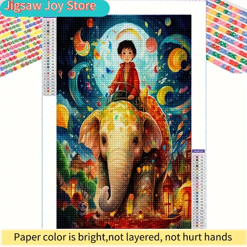 

Алмазная вышивка 5D DIY, 20*30 см, холст, мальчик на слоне, для взрослых, ручная работа, полная выкладка, для снятия стресса