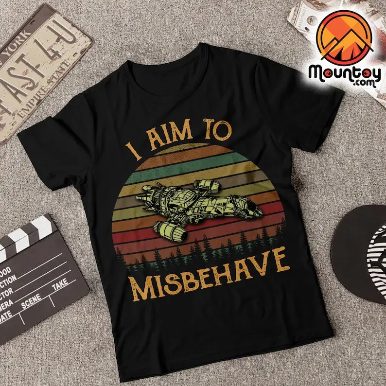 I Aim To Misbehave Vintage T-Shirt, Movie Quote T-Shirt, TV Show T-Shirt