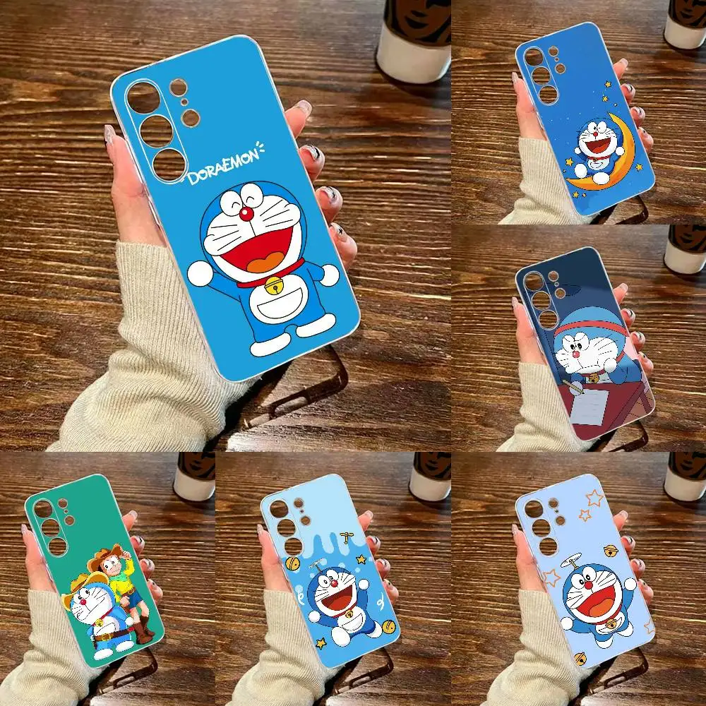 Cute Cartoon D-Doraemon  Transparent Shockproof phone Case For Samsung S26,25,24,21,22,23,30,20,Ultra,Plus,Fe,Lite