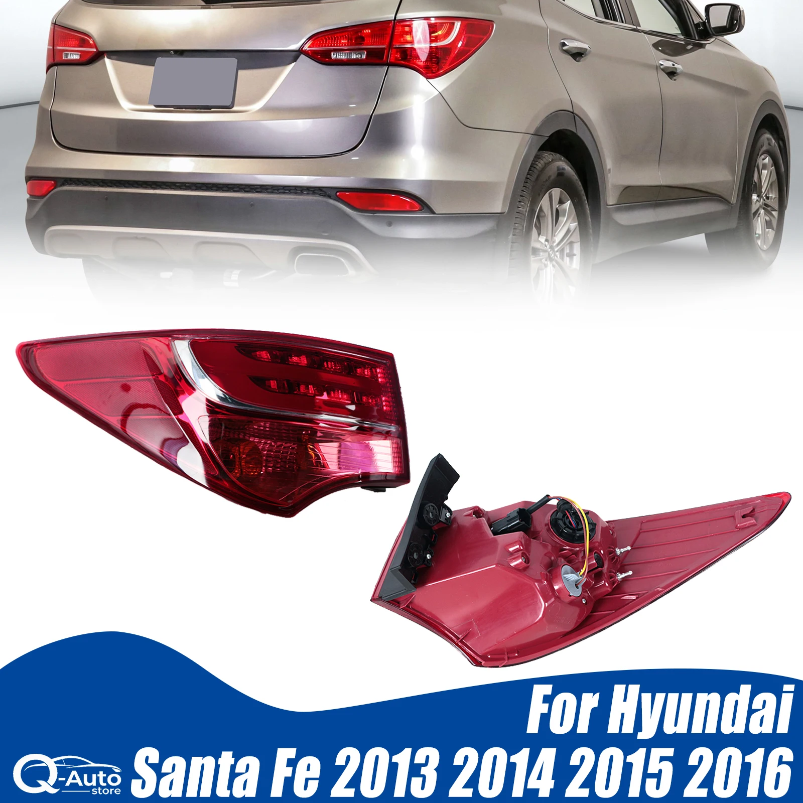 Car tail light replacement cover without bulb LED version For Hyundai Santa Fe 2013 2014 2015 2016 Car accessories