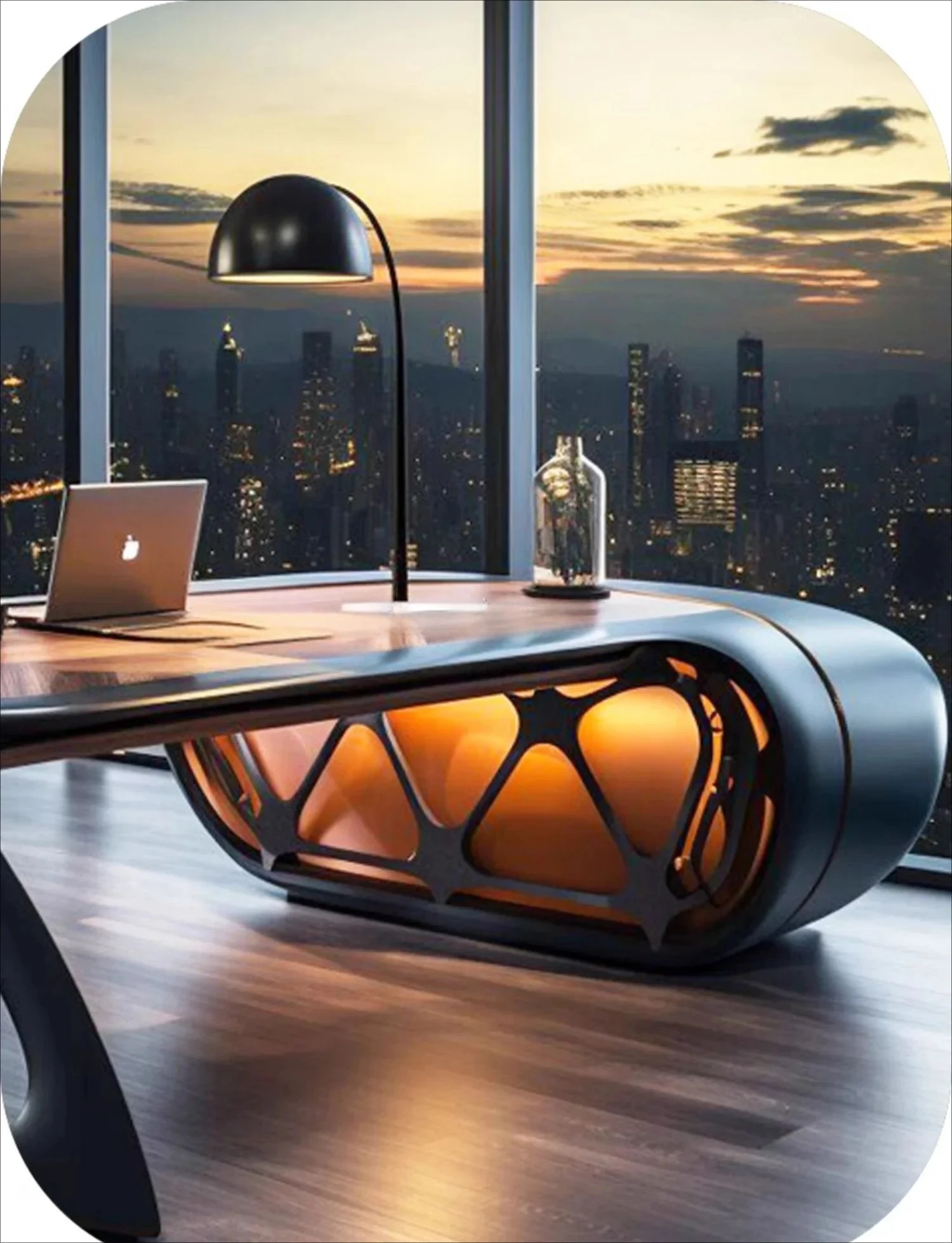 Tech boss table, black L-shaped desk, modern creative boss table