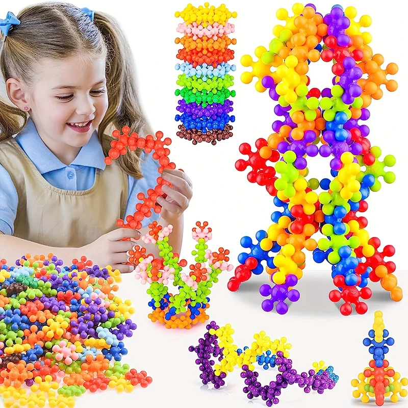 Plum Building Blocks 3D Rotating Snowflake Three-dimensional Assembly Plastic Assembly 3-8 Years Old Children Educational Toys