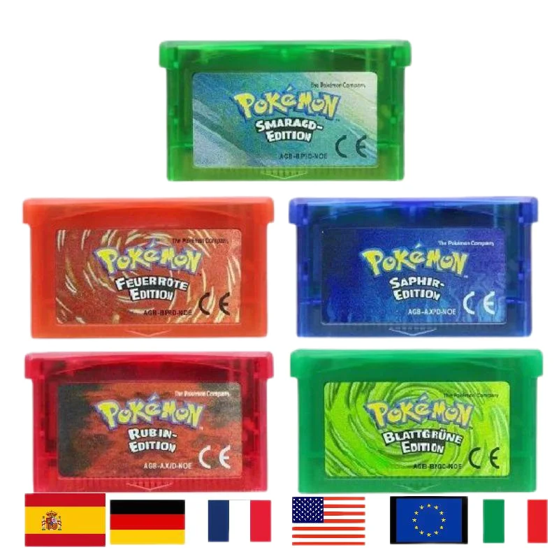 ตลับวิดีโอเกมสำหรับ GBA/NDS, การ์ดคอนโซล32บิต, Pokémon, มรกต, ทับทิม, เขียว