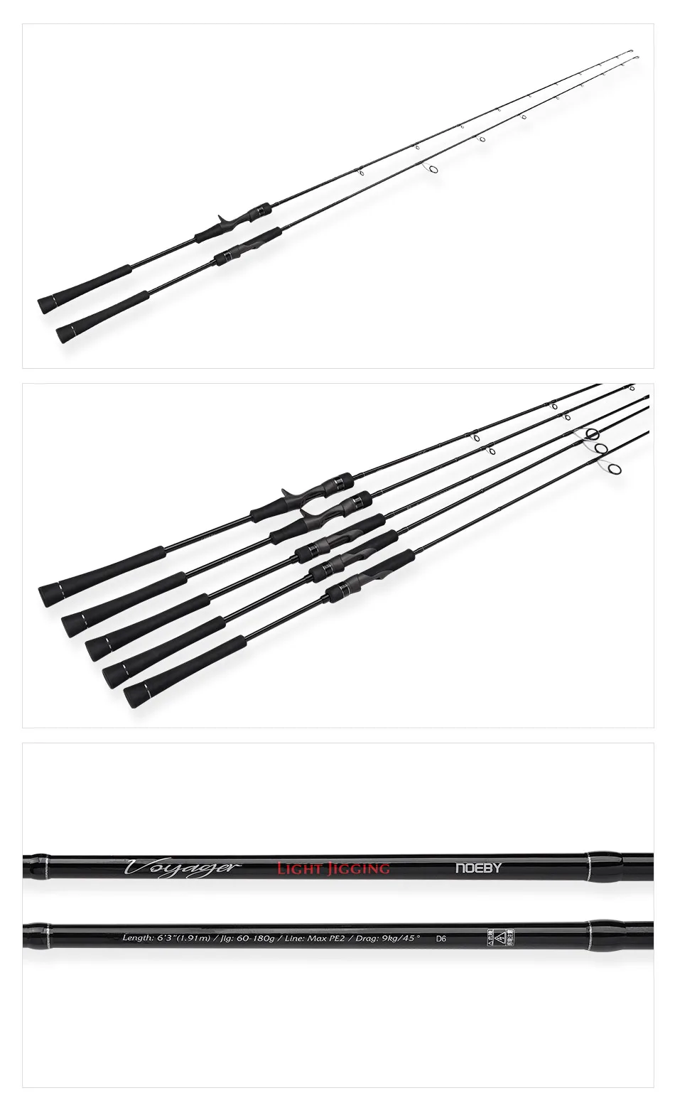 Noeby 1,91m Voyager Leichte Jigging-Angelrute Max. Bremskraft 9kg Fuji-Ringe Köder 30-180g Ruten für Kingfish, Amberjack Angelrute – Detail 12
