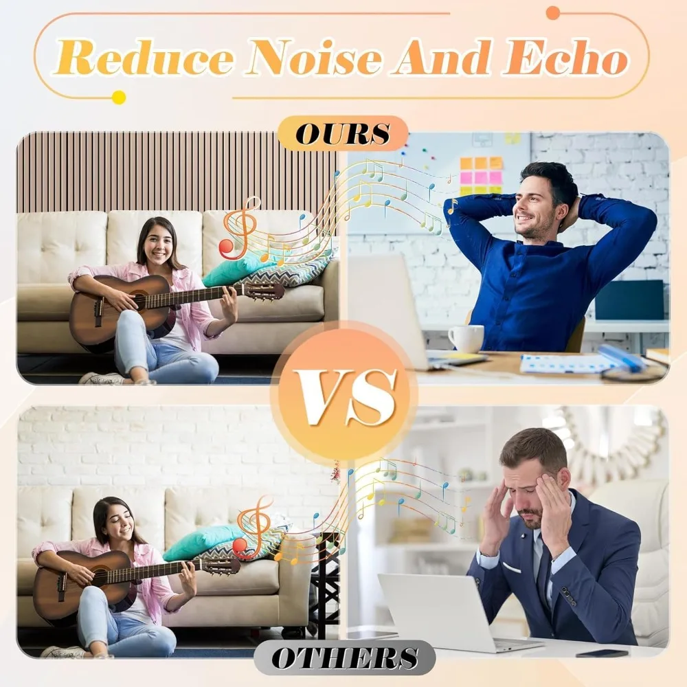 대형 흡음 벽 패널, 방음 패널, 16 x 12 x 0.4 인치 자가 접착식 흡음 방음 패널