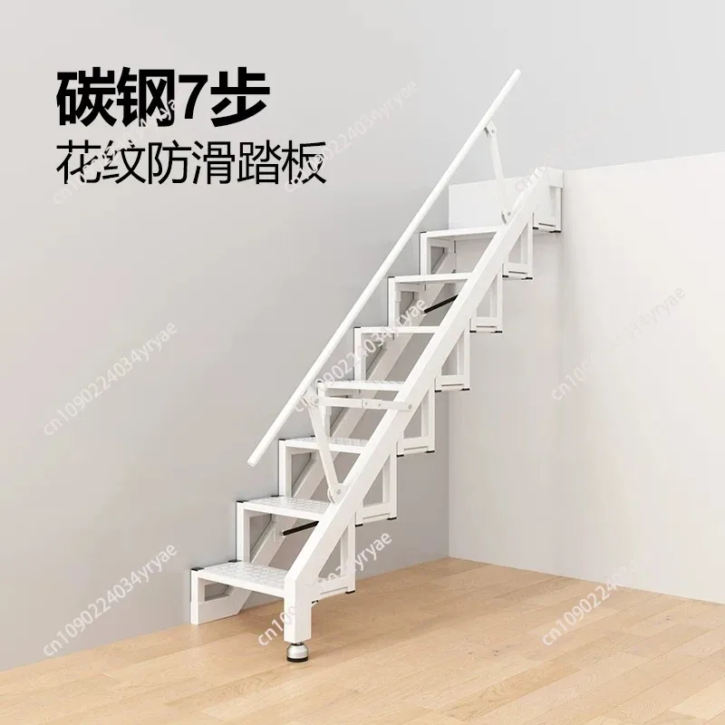 Folding stairs against the wall Loft garage Carbon steel Welded expansion screw Fixed compartment Indoor and outdoor ladder