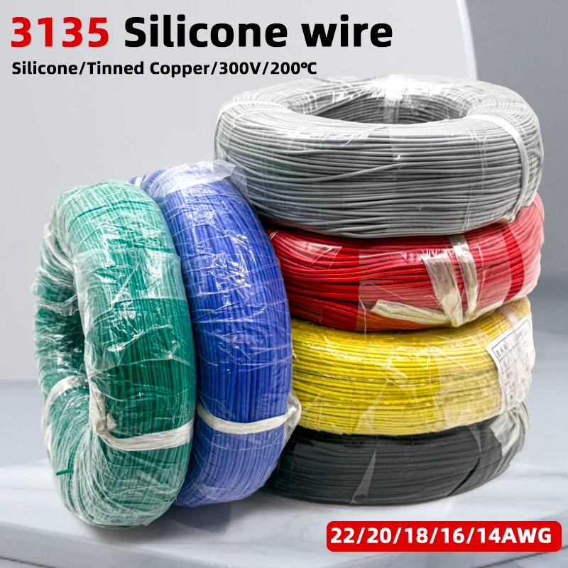 Copper Wire High Temperature Resistant 22 20 18 14 AWG UL3135 Soft Flexible Silicone Rubber Insulation Electronic Lighting Cable