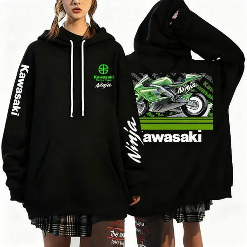 Imagen 2 del producto Sudadera con capucha con estampado 3D del equipo de carreras Kawasaki Ninja 400, sudadera con capucha deportiva informal para motocicleta MotoGP Street, superventas