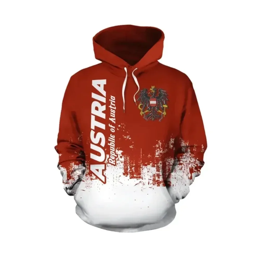 Austria Flag Motto Map 3D Printed Hoodies For Men Clothes National Emblem Eagle Hoody Fashion Coat Of Arms Sweatshirts Tops