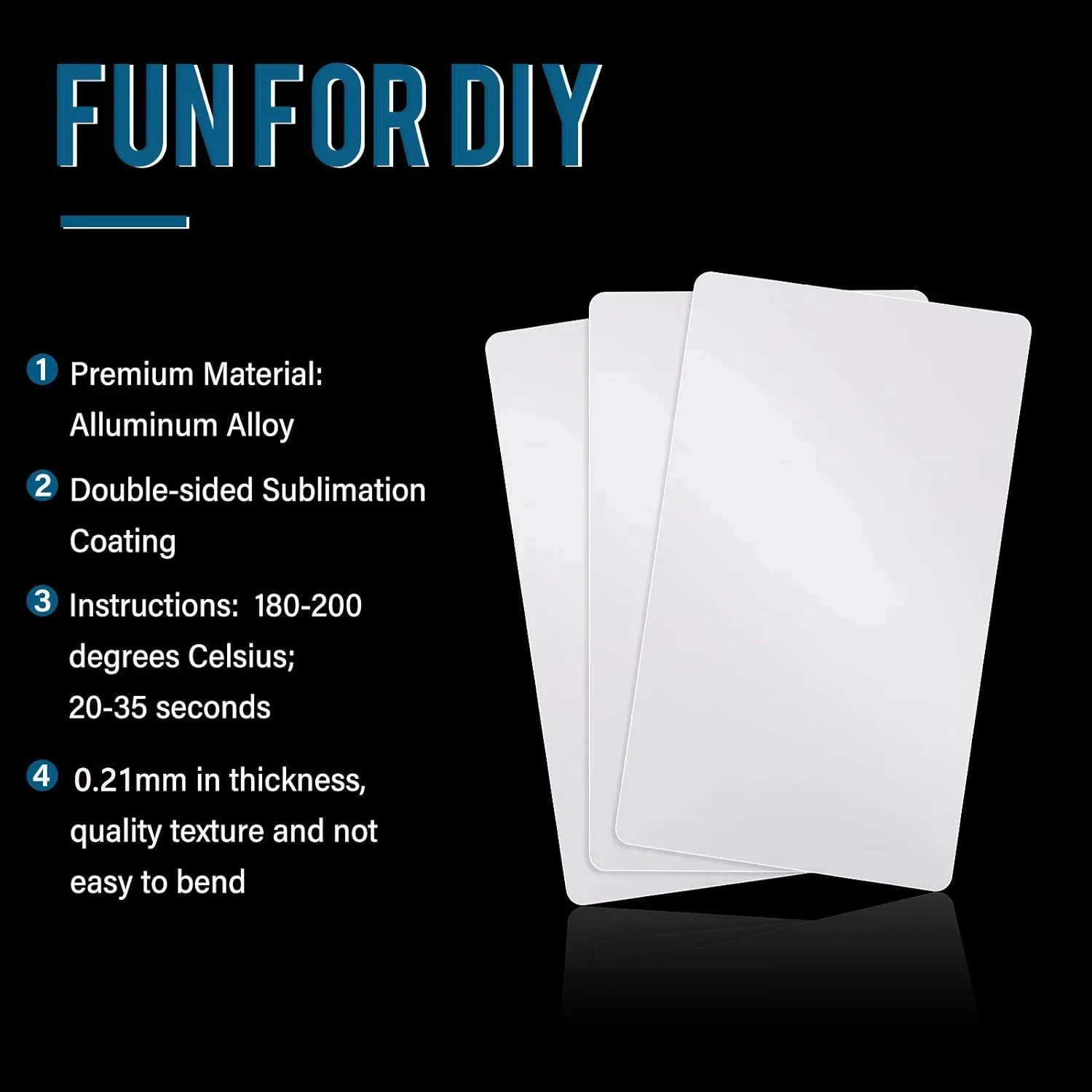 50/100pcs Sublimation Metal Business Cards - 0.21mm Thick Aluminum Blanks, White, Customizable for Engraving and UV Printing