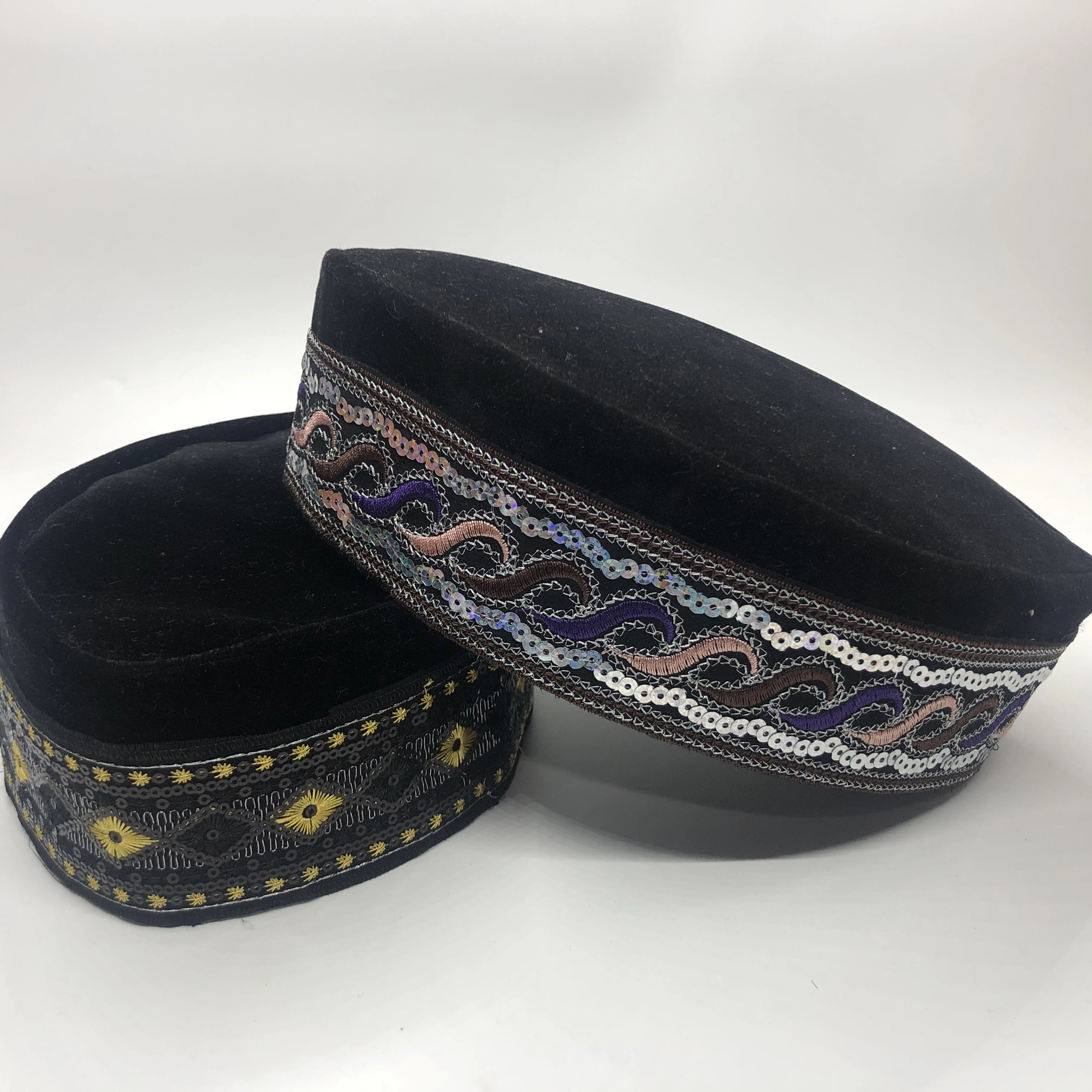 Berretti musulmani per uomo abbigliamento prodotti tasse turchia spedizione gratuita preghiera cappello da barca malese Kippa islamico Kufi Topi nero 03262