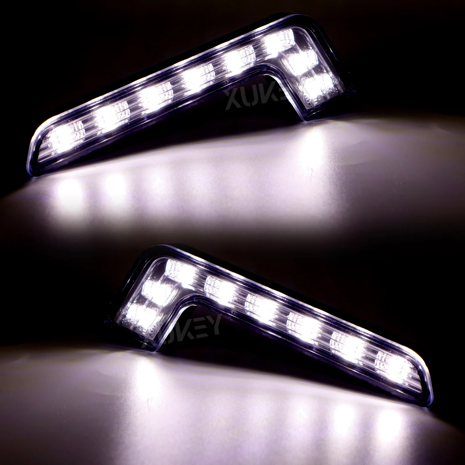Pair Universal Car 8 LED DRL Fog Driving Daylight Daytime Running Light Front Bumper Fog Head Driving Lamp White Bright Bar E4