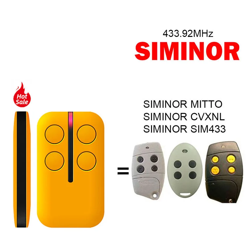 

For SIMINOR MITTO CVXNL SIM433 Garage Door Remote Control Garage Door Opener Key Duplicator 433.92MHz Hand Transmitter