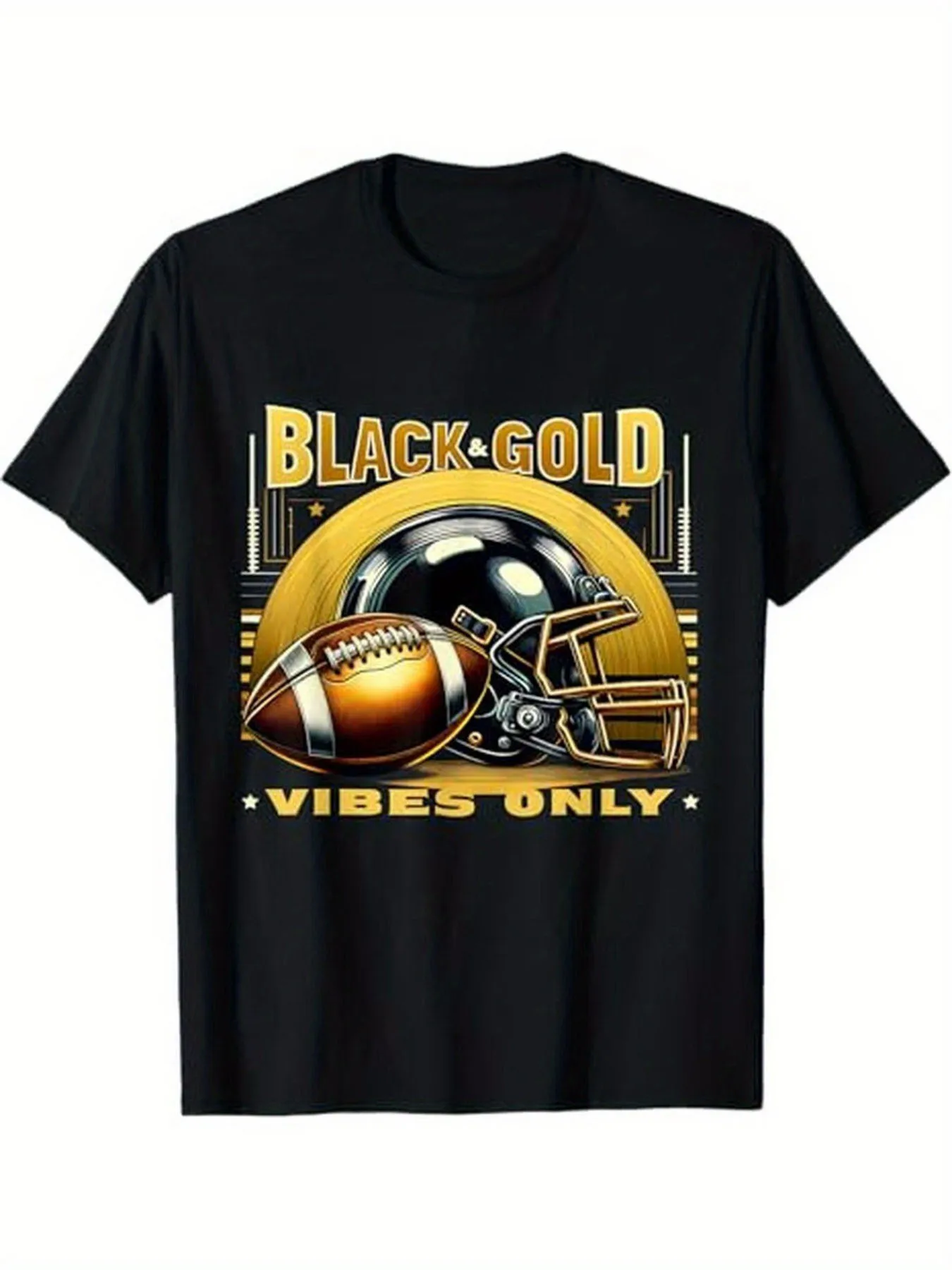 Oversized Black And Golden Football T-Shirt For Game Day, Made From. A Fun Championship Shirt That Makes An Ideal Gift For Hallo
