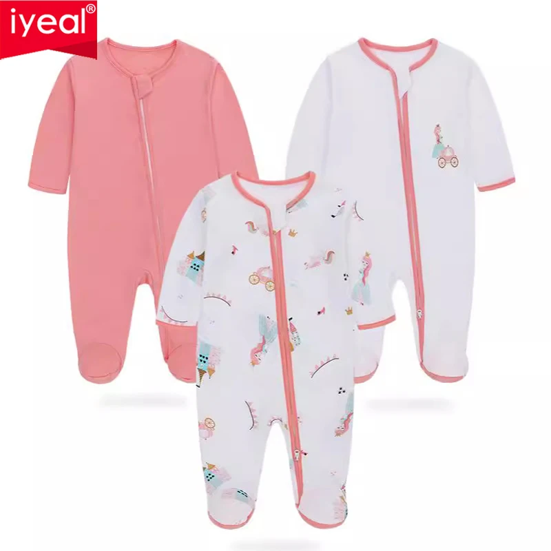 

IYEAL Newborn Rompers Baby Boy Girl Toddler Clothes 3Pcs/Lot Infant Spring Fall 100% Cotton Pajamas Bebe Costume Home Wear