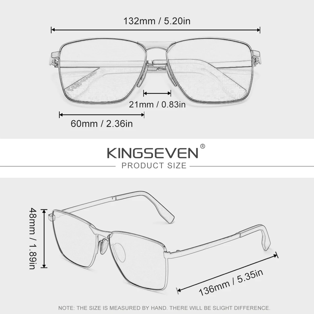 KINGSEVEN Neue Rechteckige Sonnenbrille mit Schlankem Rahmen aus Legierung, Coole Fahrbrille für Damen, Polarisierte UV400-Brille – Detail 1