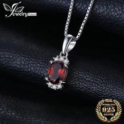 JewelryPalace Oval Red Natural Garnet 925 Sterling Silver Pendant for Women Fashion Gemstone Necklace Jewelry Without Chain