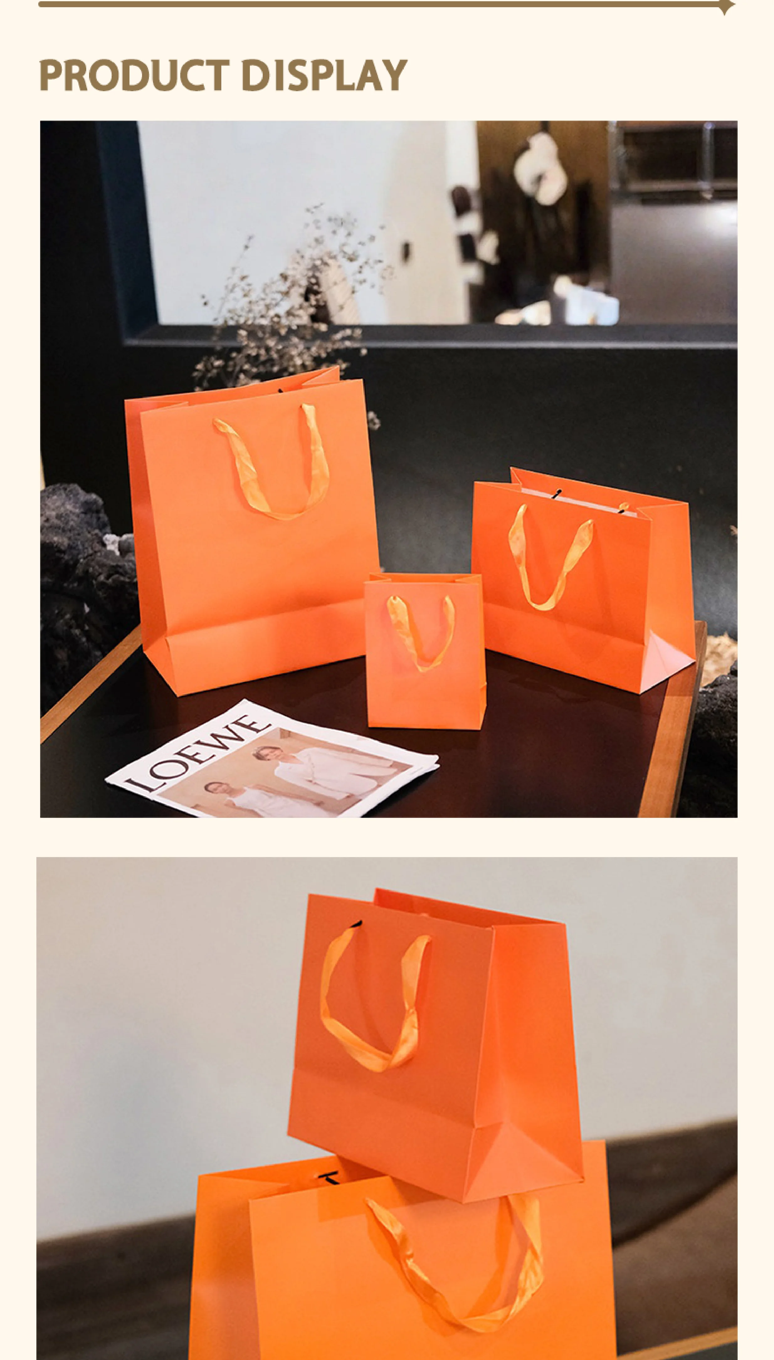 10 Stück orangefarbene Kleidertaschen, Geschenktüten für Feiertage und Partys, Einkaufstaschen, unterstützt individuelles Logo – Detail 4