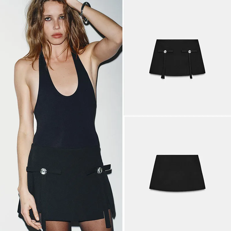 

New Autumn Casual Women's Knot Versatile Mid-Waist Skirt Pants Jewelry Decorated Ethnic Faion Ladies' Clothes