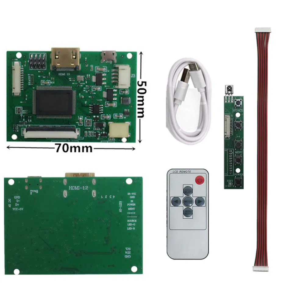 

LCD Controller 5V Board HDMI-Compatible 50PIN 800*480 For AT070TN90 AT070TN92 AT070TN94 AT090TN10 AT090TN12 Driver Board