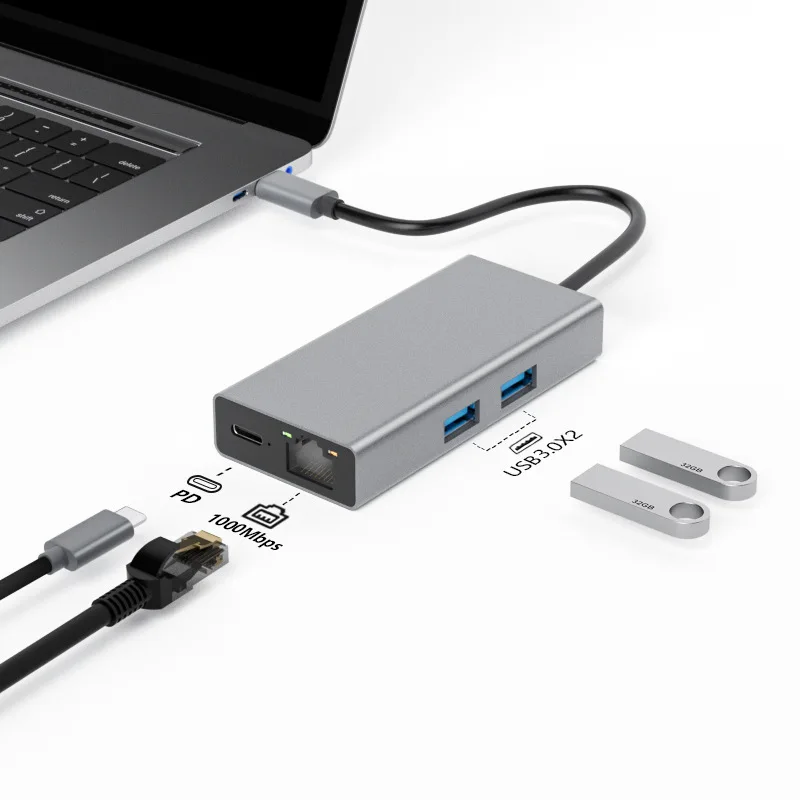 Docking Station multifunzionale di tipo C doppia porta USB Ethernet PD Hub Usb a ricarica rapida laptop Hub di estensione Usb