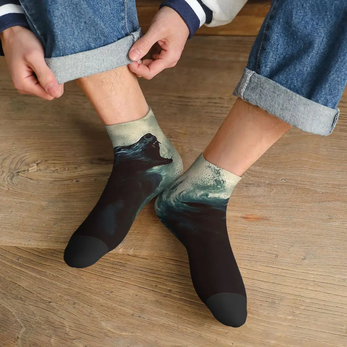 

Носки Wolfman Werewolf Curse Of The Night Moon 6, чулки в стиле Харадзюку, всесезонные носки, аксессуары для унисекс, рождественские подарки