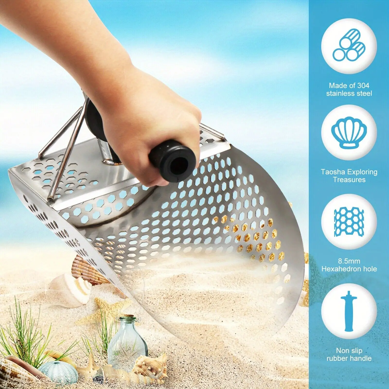 NEW Upgrade Sand Scoop Detecting Accessories For Adult Metal Detector, Sand Sifter Treasure Hunting & Digging Tool At The Beach