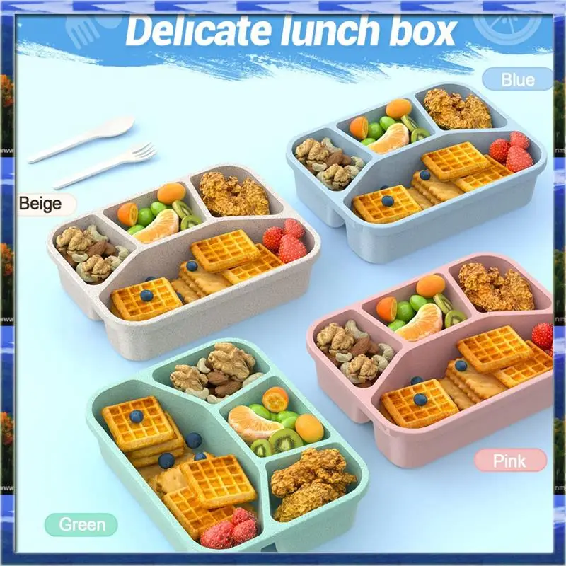 ランチボックス弁当箱子供用ランチボックス食品保存容器4コンパートメントミールプレップコンテナ透明カバー付きas59-