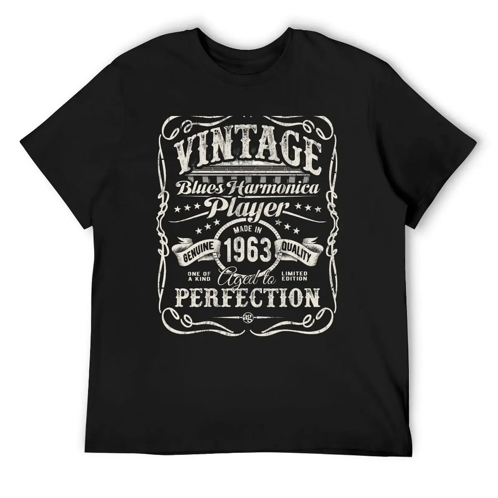 

Adam Gussow's Vintage Blues Harmonica Player Made in 1963 T-Shirt heavyweights blue archive clothing for men