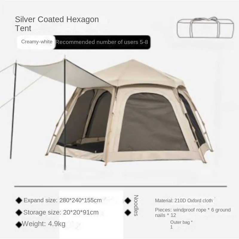 K-Star-Tente Hexagonale Portable et Pliable pour l'Extérieur, Ensemble Complet d'Optique de Camping, Caoutchouc Noir, Protection Solaire, 2 en 1, 2024