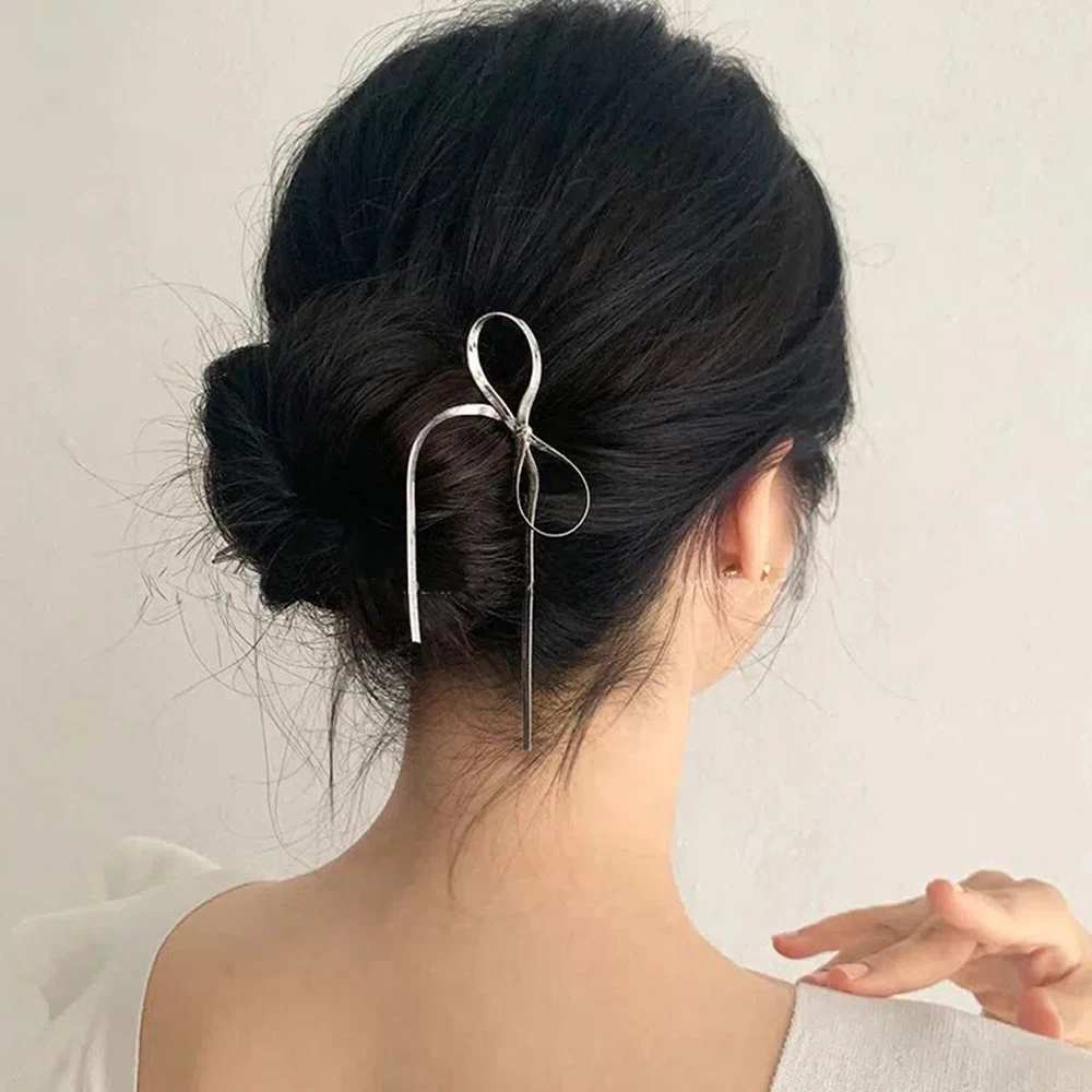 Fashion Metal U Shape Hair Stick For Women Silver Gold Color Elegant Shell Enamel Hairpin Female Hair Jewelry Accessories