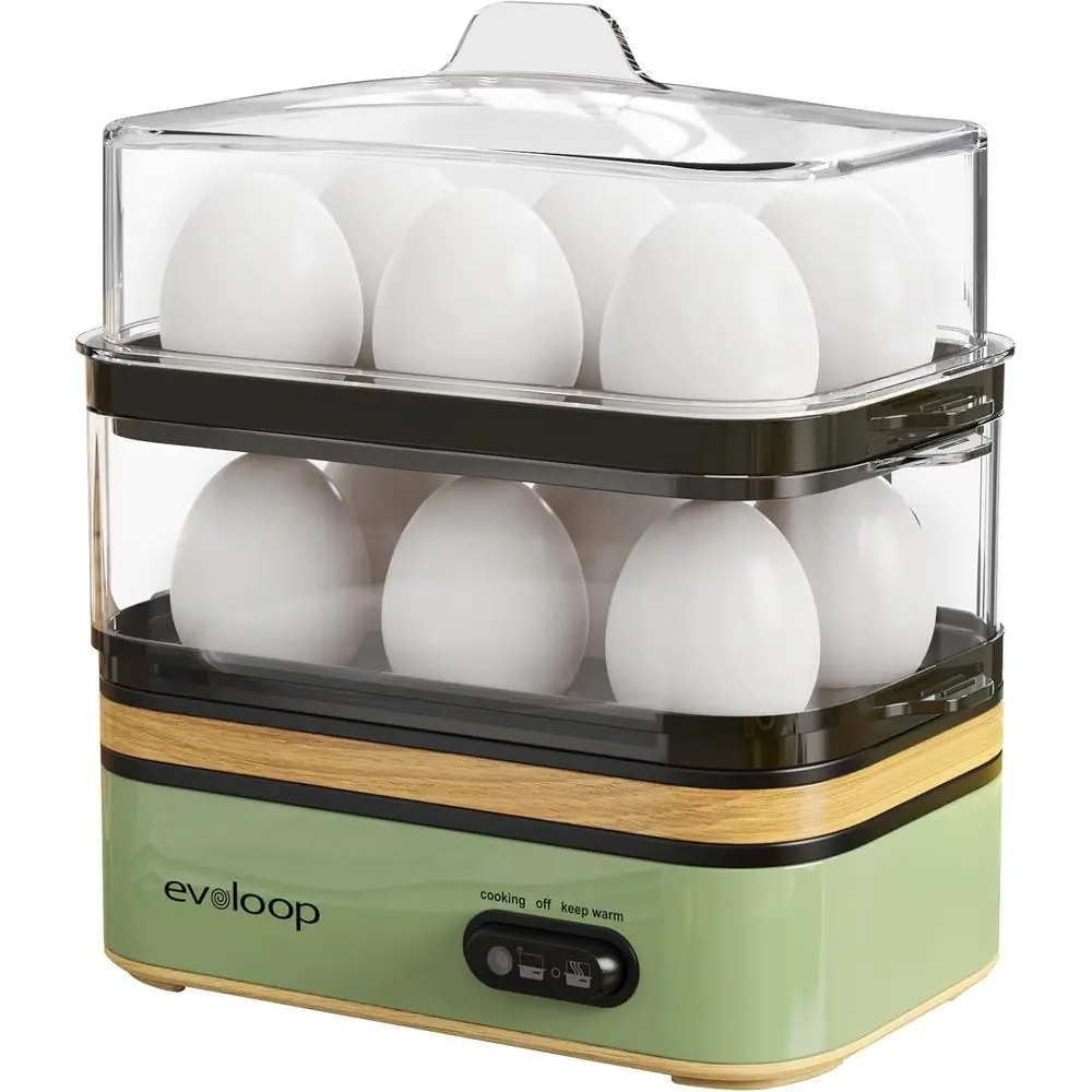 

Electric Egg Cooker for 12 Eggs, Soft, Medium, Hard Boiled, Poached, Omelet Maker, Egg Poacher, Vegetable Steamer, BPA Free Tray