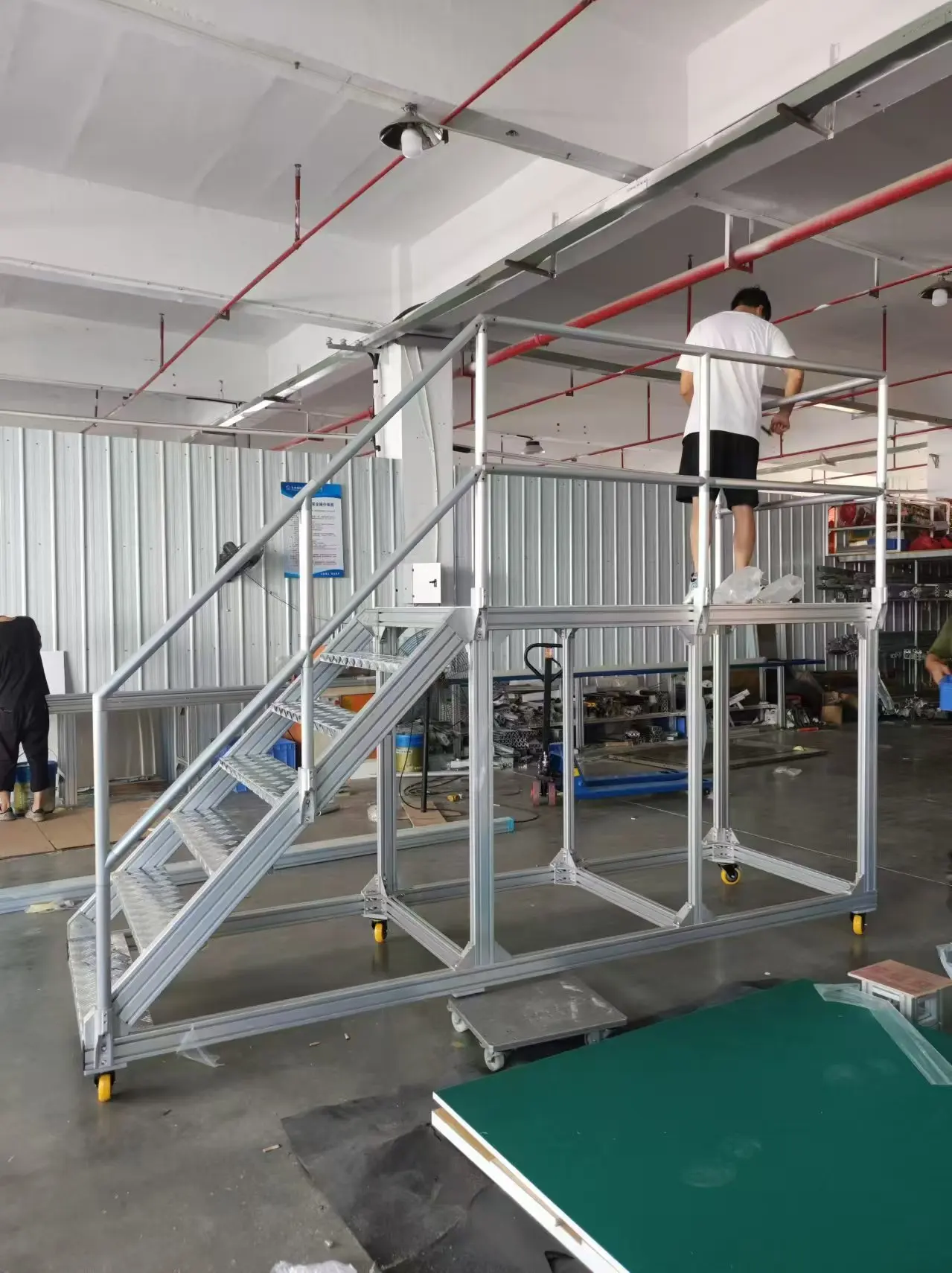 Custom Handrail Work Platform Aluminum Alloy Step Ladder Altitude Working Maintenance Platform Side Handrail Platform