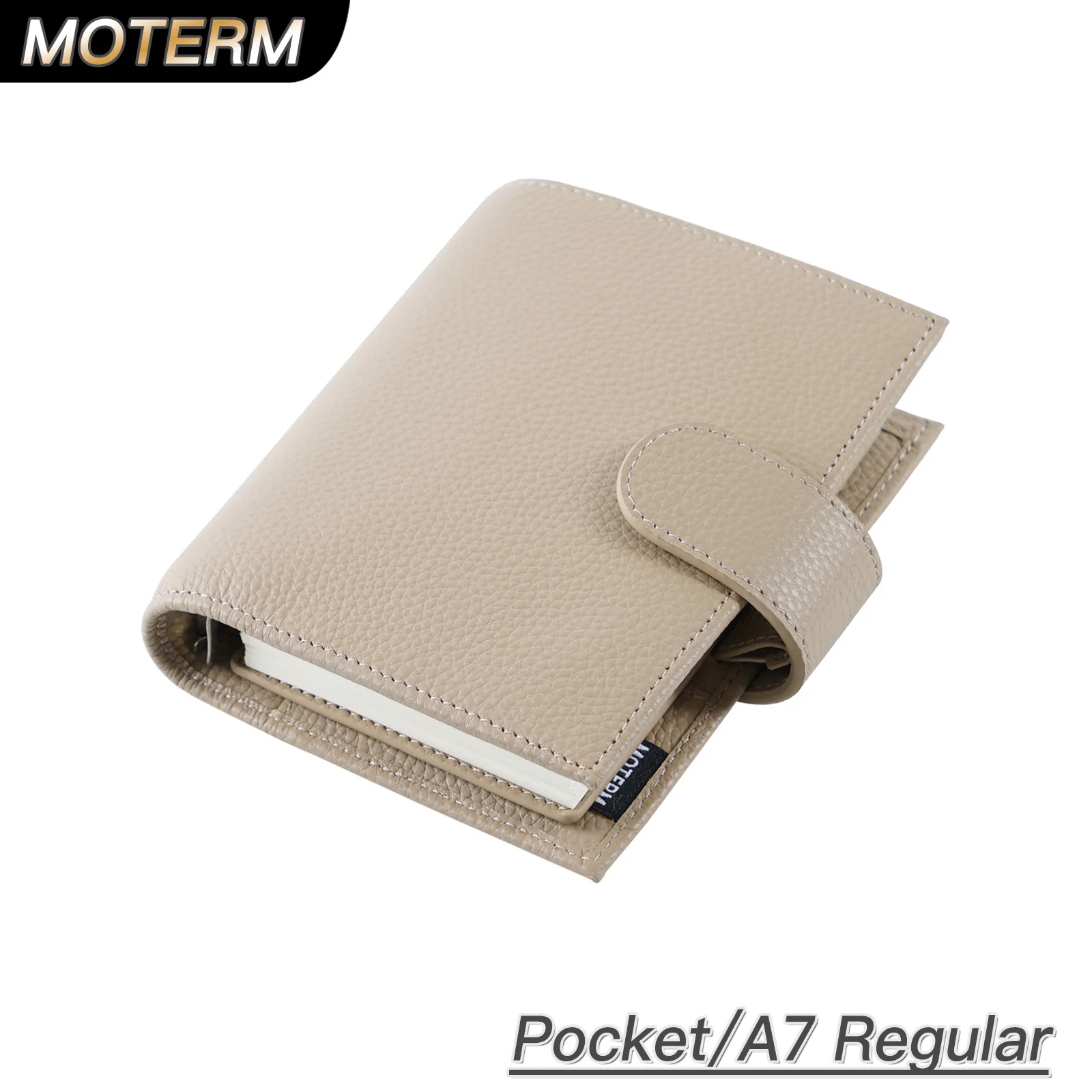 Moterm Regular 2.0 Pocket Size Rings Planner Genuine Pebbled Grain Leather A7 Notebook Agenda Organizer Diary Sketchbook